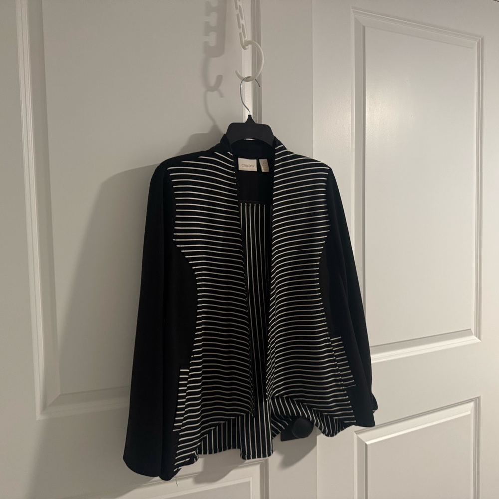 Chico's Black and White Striped Blazer